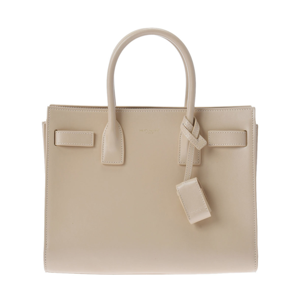 Saint Laurent Sac De Jules Baby Handbag Shiny Calf Leather Beige